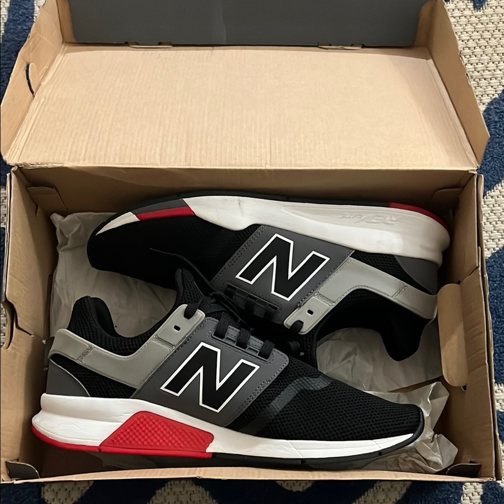 New Balance Men's Black/Red and Gray Athletic Shoes - Picture 5 of 5